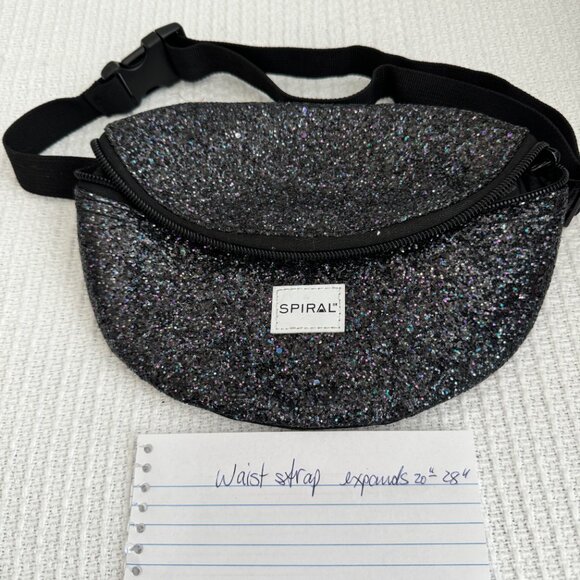 SPIRAL.UK Festival Bag, Black Holographic, Bum Bag, One Size - Picture 2 of 5
